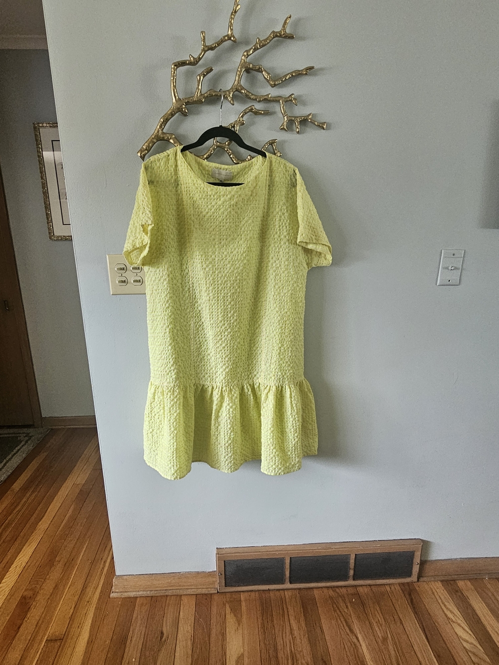 Corey Lynn Calter Yellow Textured Drop Waist Dress XL 16/18